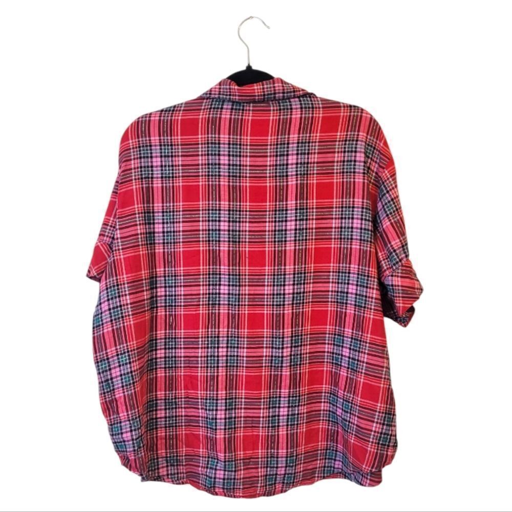 Victoria's Secret Red Holiday Plaid Pajama Top - Picture 2 of 5